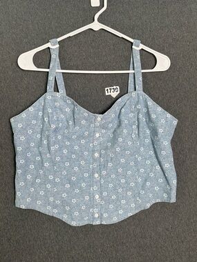 NWT Levi's Light Blue Floral Button-Front Crop Tank XL